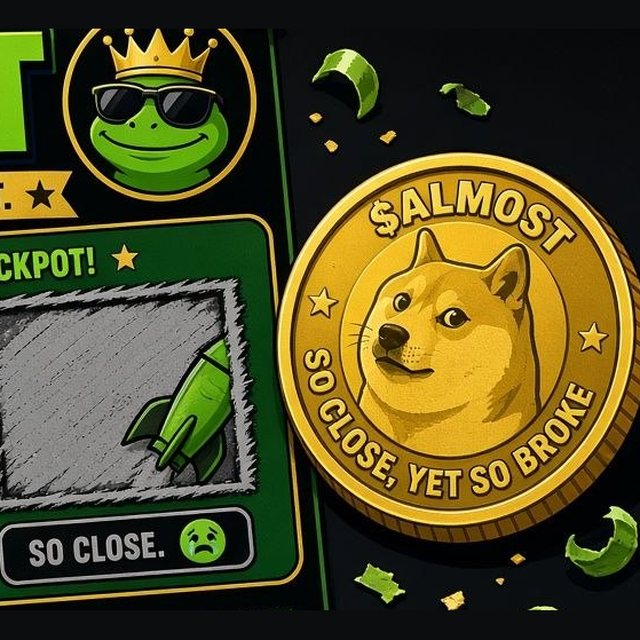$ALMOST coin PFP strong rim text